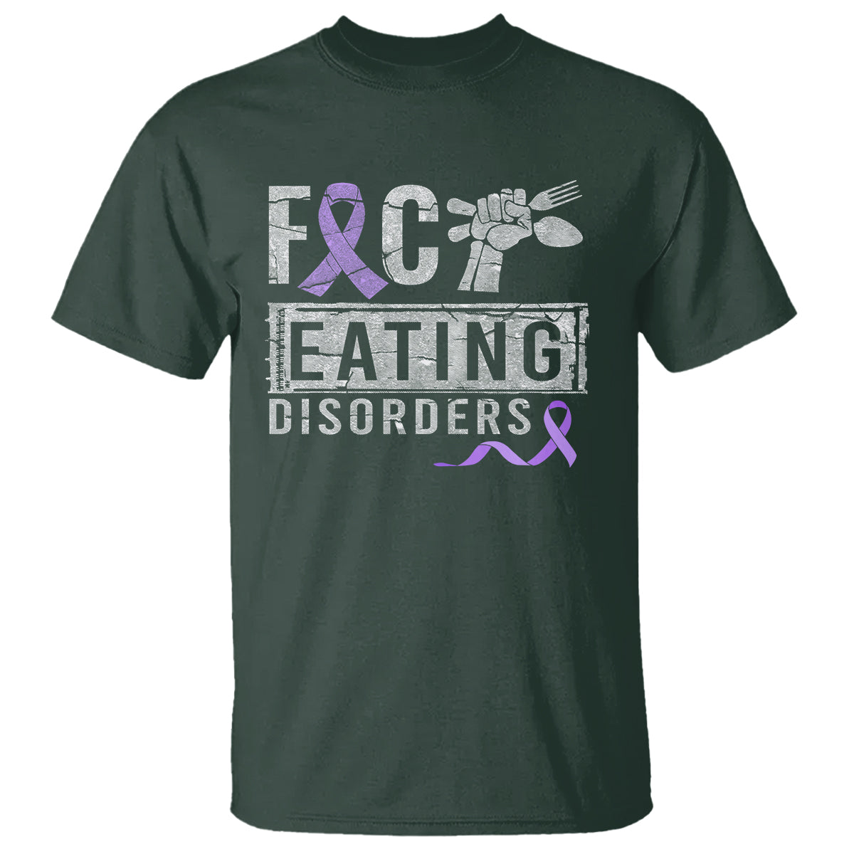 Anorexia Awareness T Shirt FxxK Eating Disorders Purple Ribbon - Wonder Print Shop