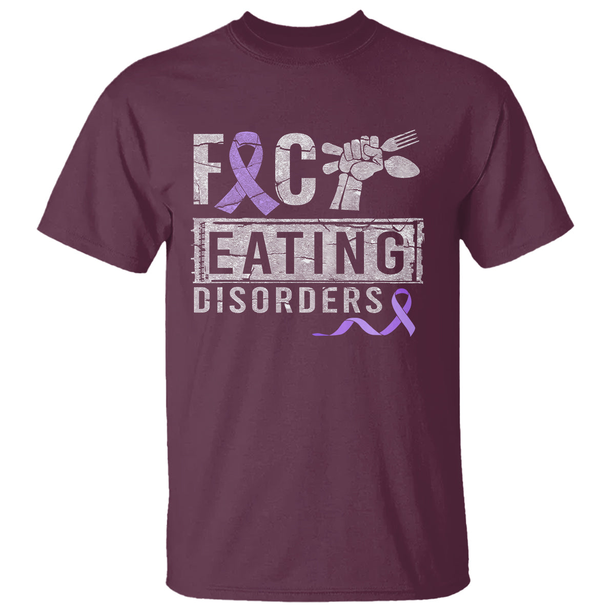 Anorexia Awareness T Shirt FxxK Eating Disorders Purple Ribbon - Wonder Print Shop