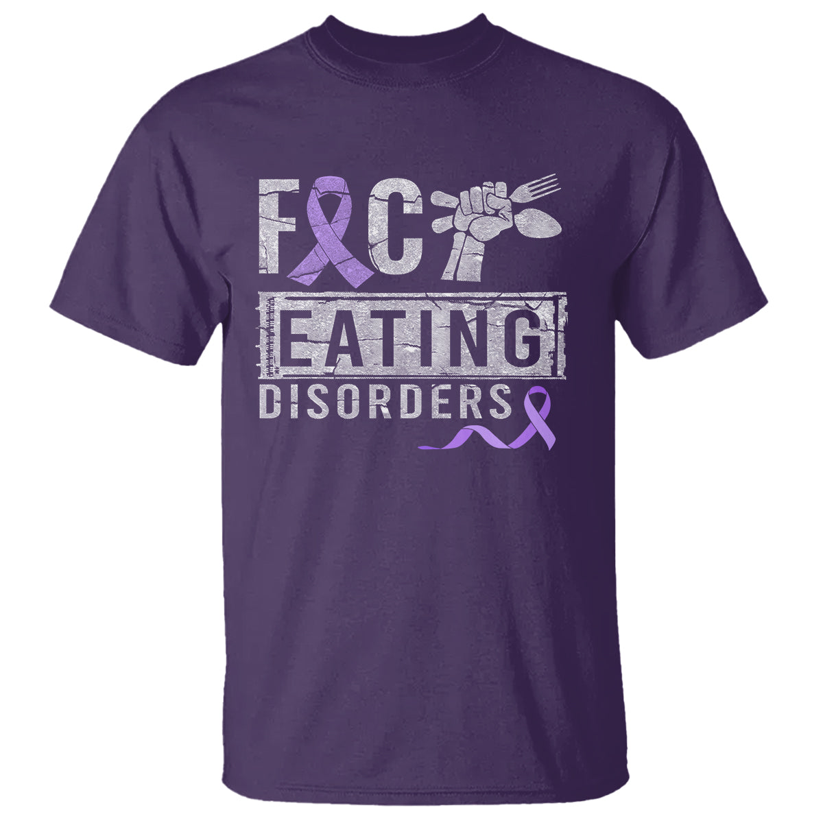 Anorexia Awareness T Shirt FxxK Eating Disorders Purple Ribbon - Wonder Print Shop