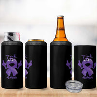 FxxK Anorexia Eating Disorder Purple Ribbon Mental Health Awareness 4 in 1 Can Cooler Tumbler