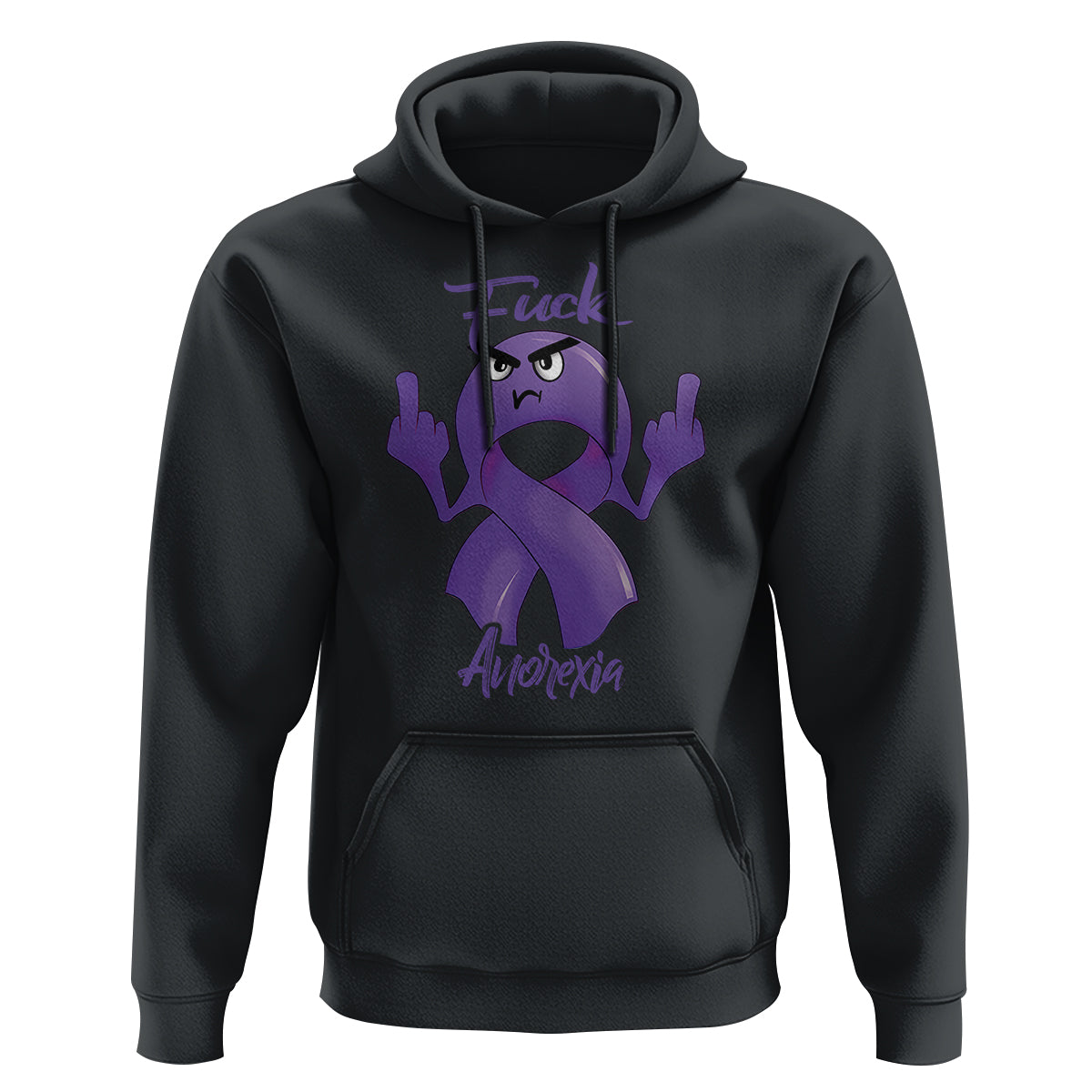 FxxK Anorexia Eating Disorder Purple Ribbon Mental Health Awareness Hoodie - Wonder Print Shop