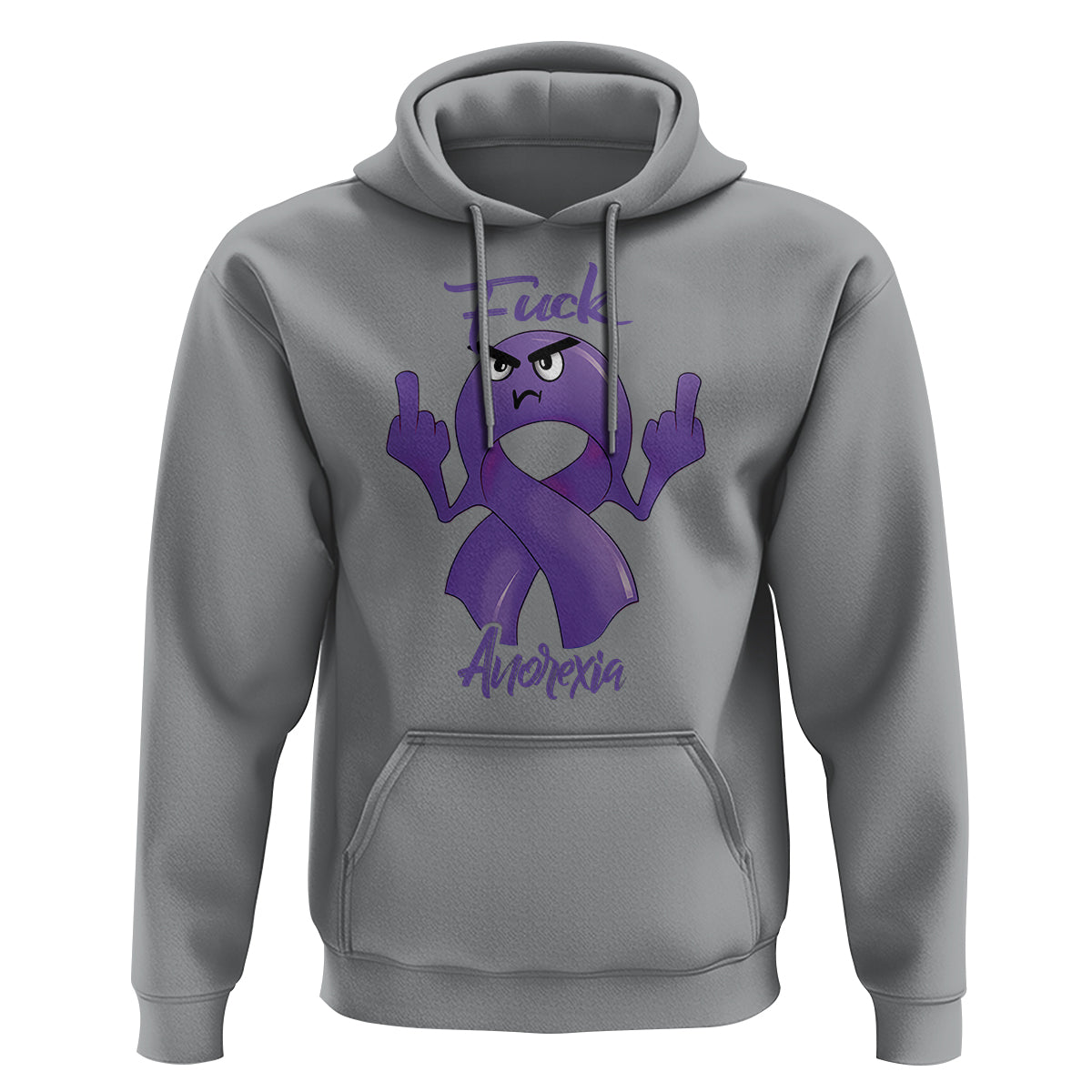 FxxK Anorexia Eating Disorder Purple Ribbon Mental Health Awareness Hoodie - Wonder Print Shop