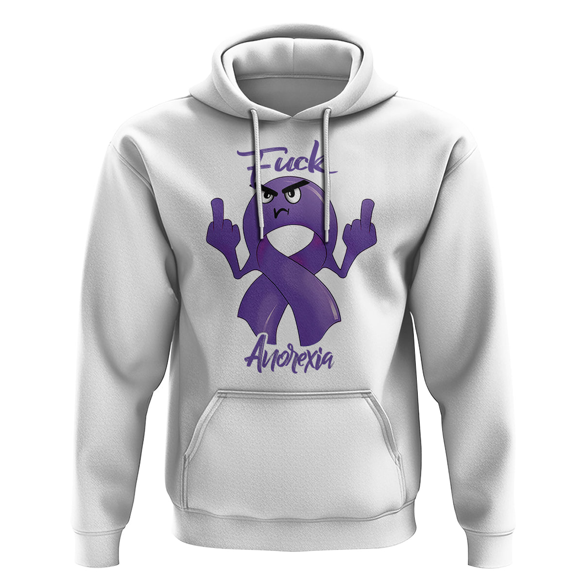 FxxK Anorexia Eating Disorder Purple Ribbon Mental Health Awareness Hoodie - Wonder Print Shop