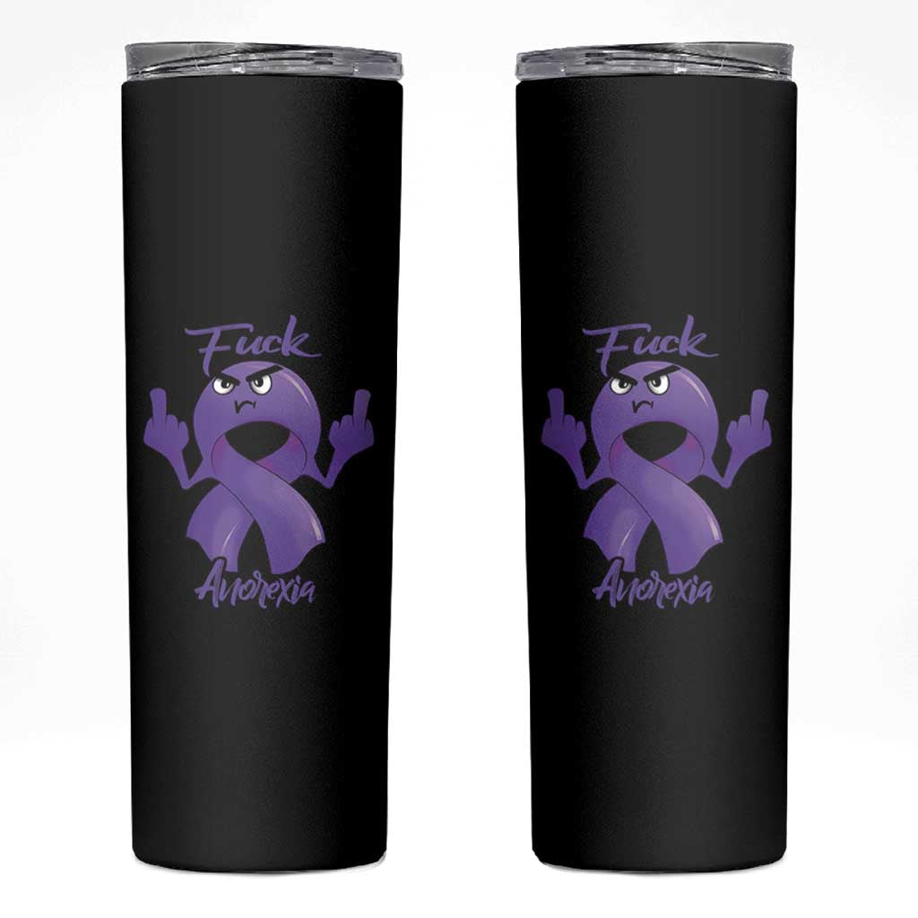 FxxK Anorexia Eating Disorder Purple Ribbon Mental Health Awareness Skinny Tumbler