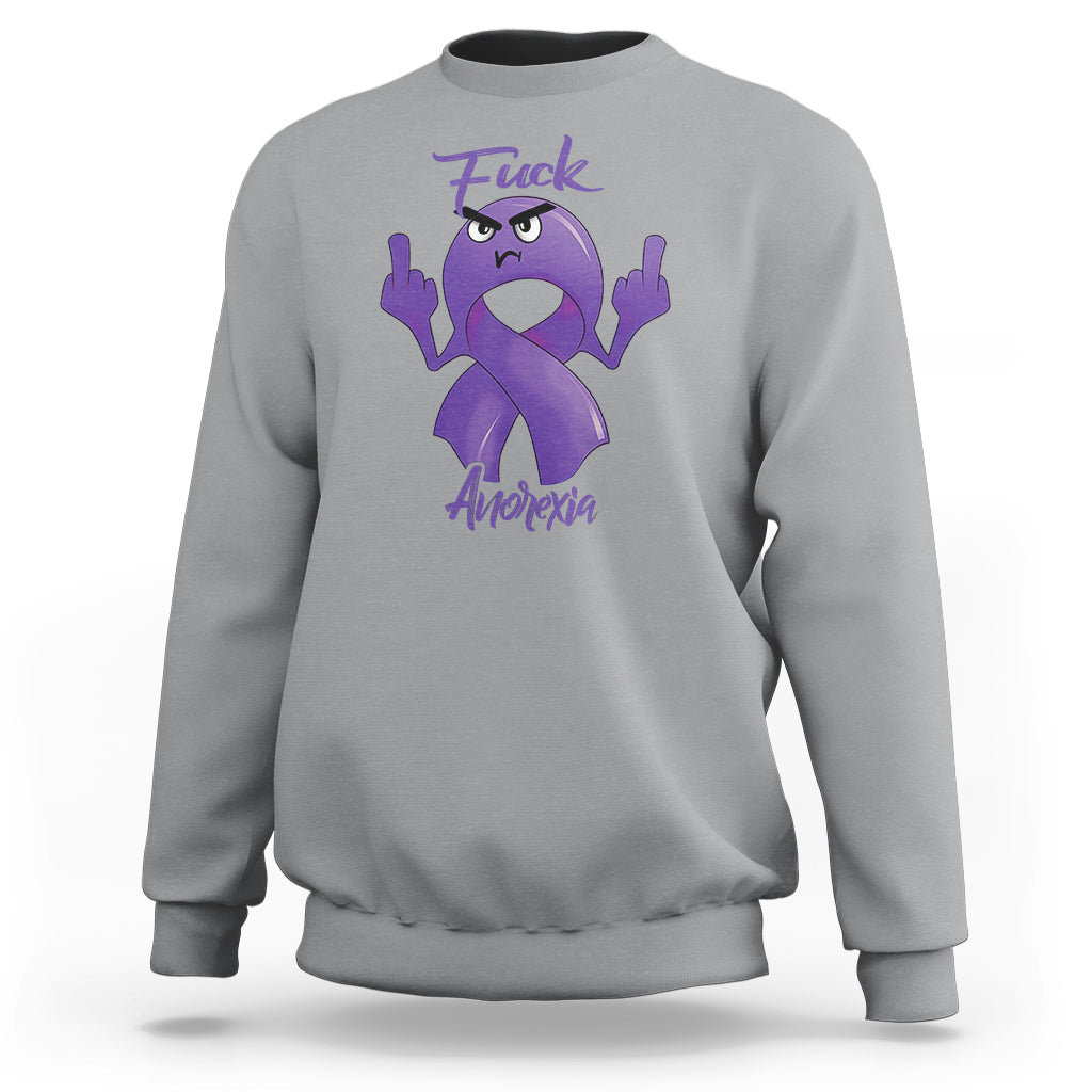 FxxK Anorexia Eating Disorder Purple Ribbon Mental Health Awareness Sweatshirt - Wonder Print Shop