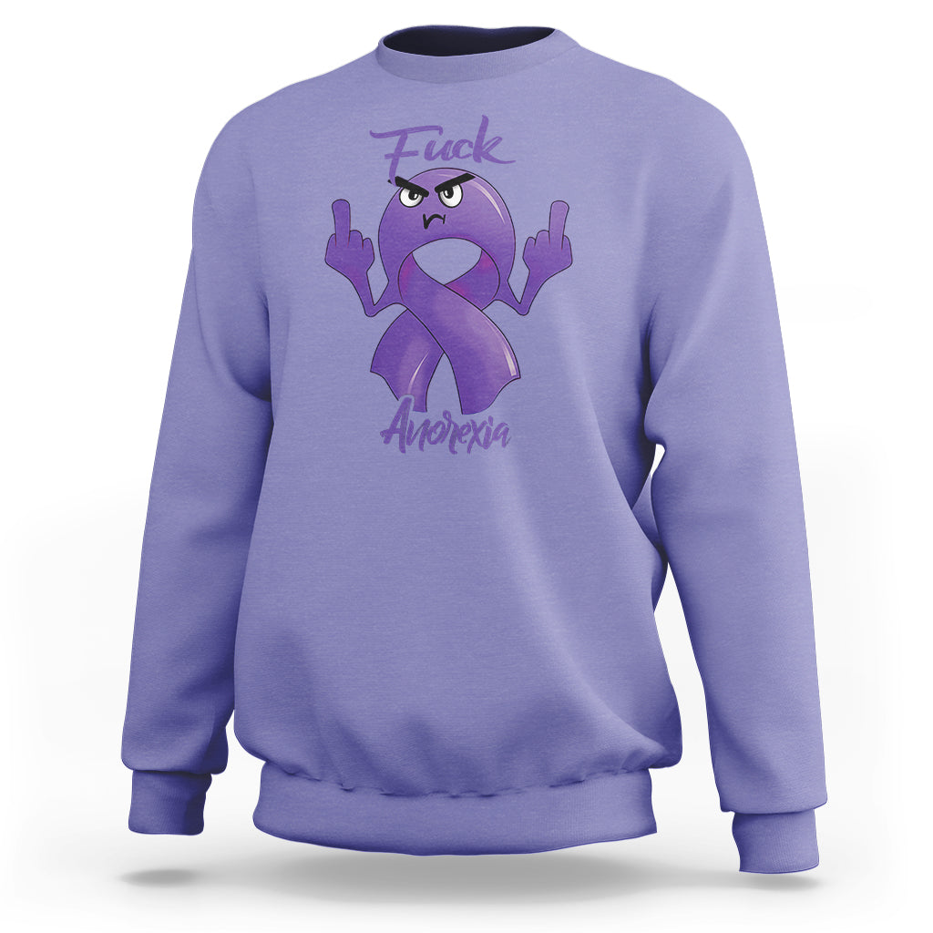 FxxK Anorexia Eating Disorder Purple Ribbon Mental Health Awareness Sweatshirt - Wonder Print Shop