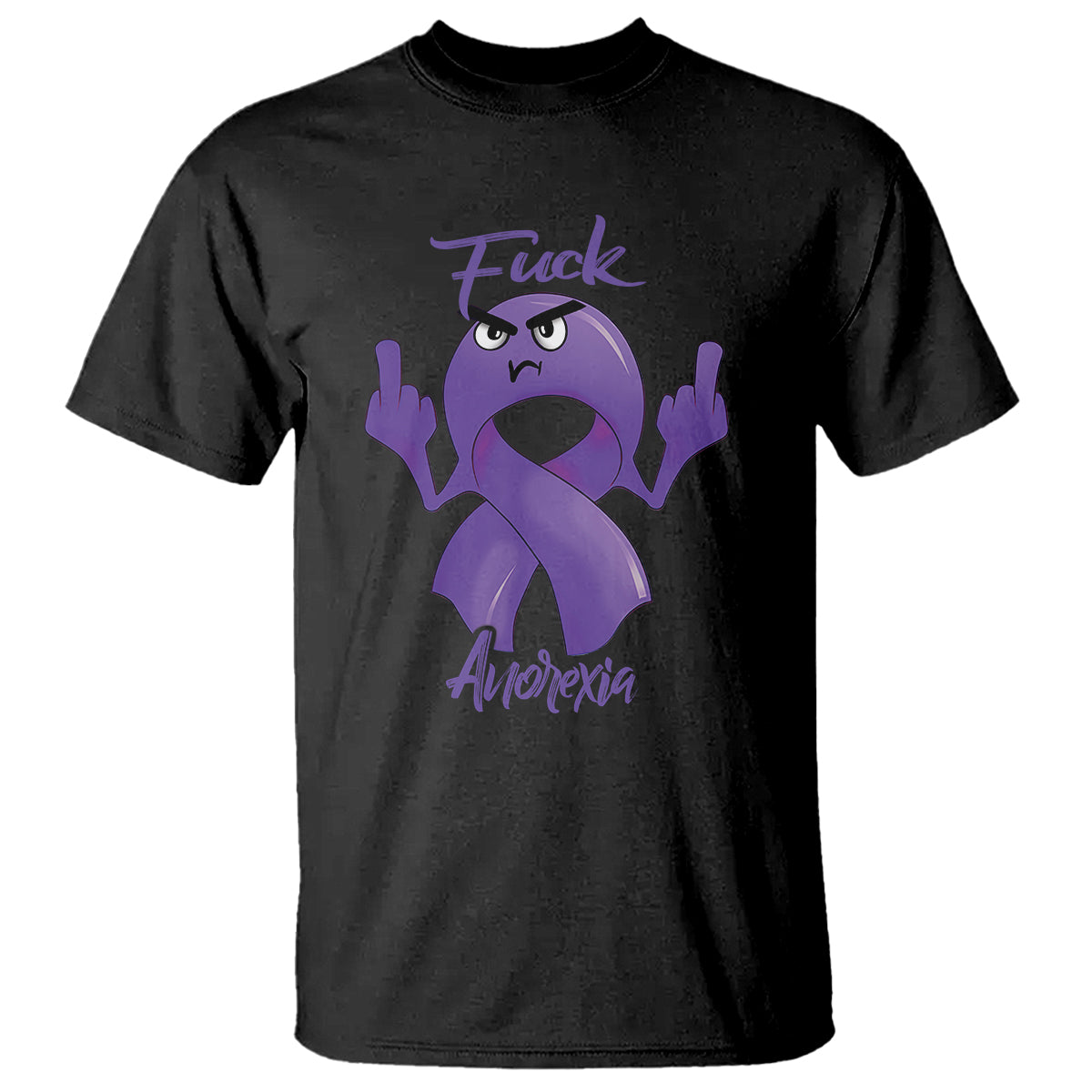 FxxK Anorexia Eating Disorder Purple Ribbon Mental Health Awareness T Shirt - Wonder Print Shop