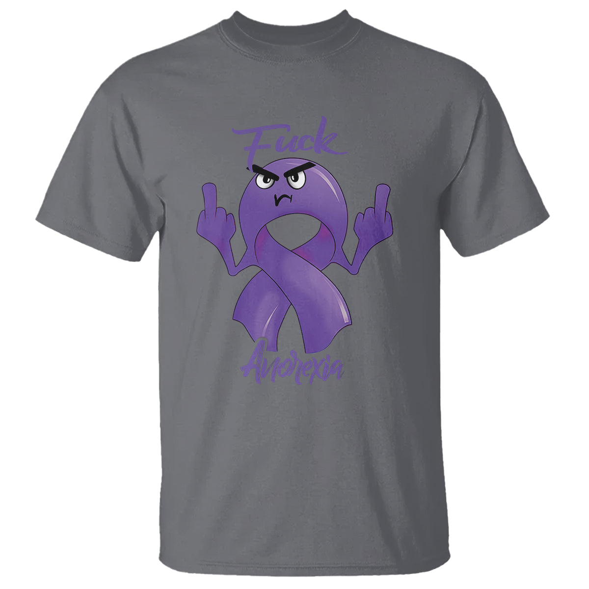 FxxK Anorexia Eating Disorder Purple Ribbon Mental Health Awareness T Shirt - Wonder Print Shop