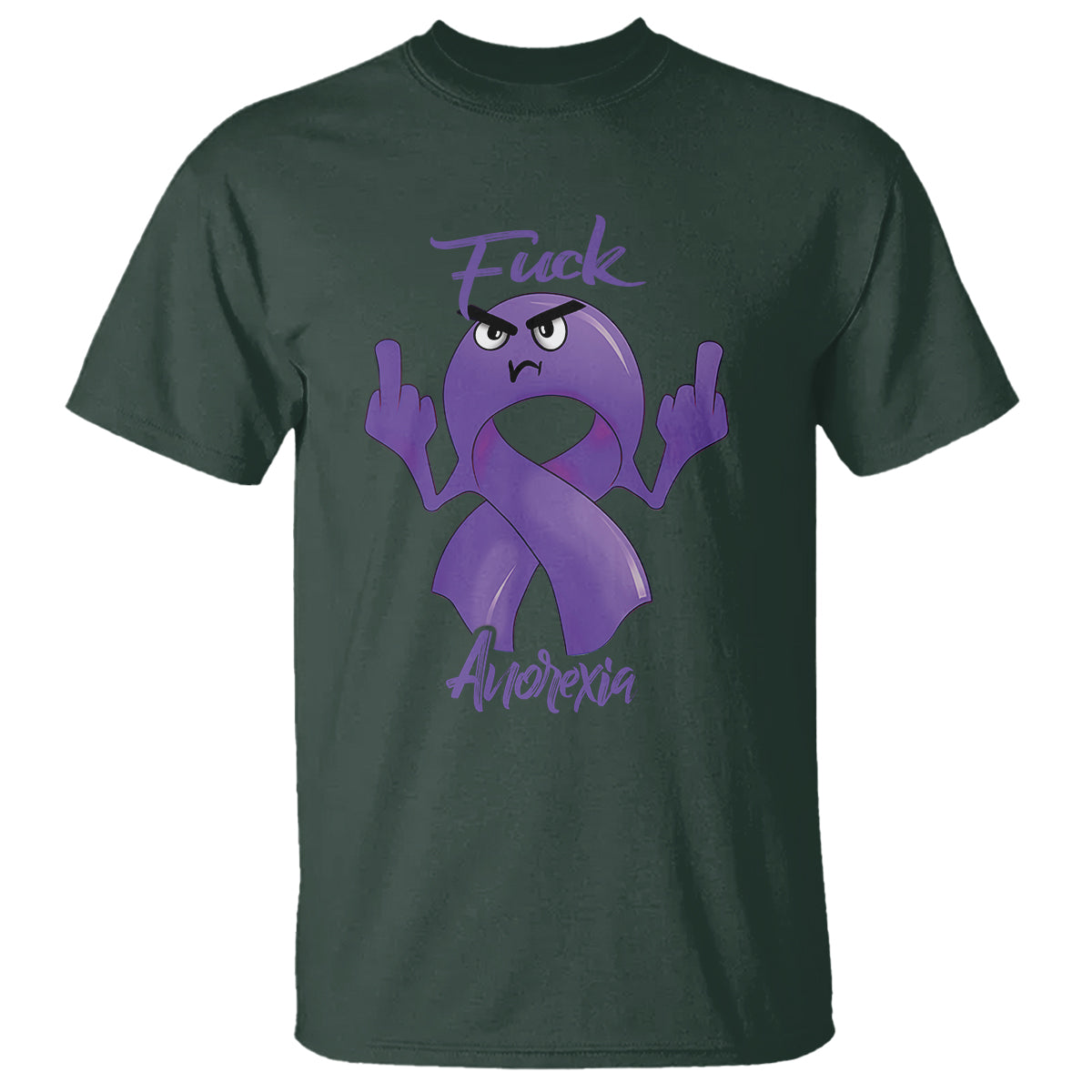 FxxK Anorexia Eating Disorder Purple Ribbon Mental Health Awareness T Shirt - Wonder Print Shop