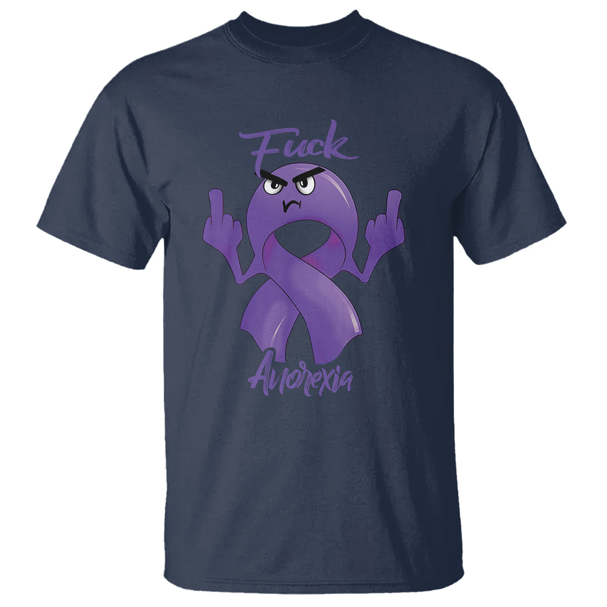 FxxK Anorexia Eating Disorder Purple Ribbon Mental Health Awareness T Shirt - Wonder Print Shop