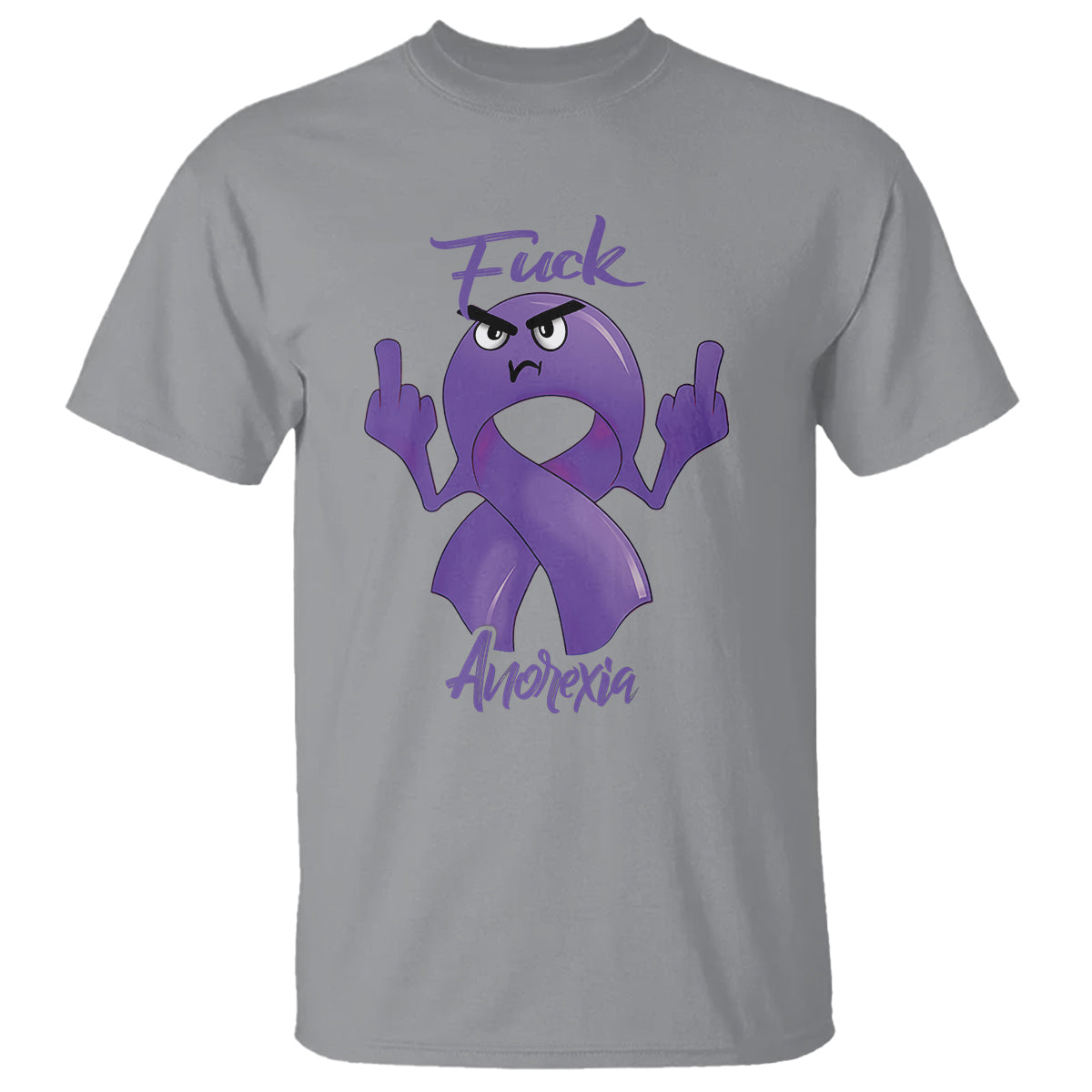 FxxK Anorexia Eating Disorder Purple Ribbon Mental Health Awareness T Shirt - Wonder Print Shop