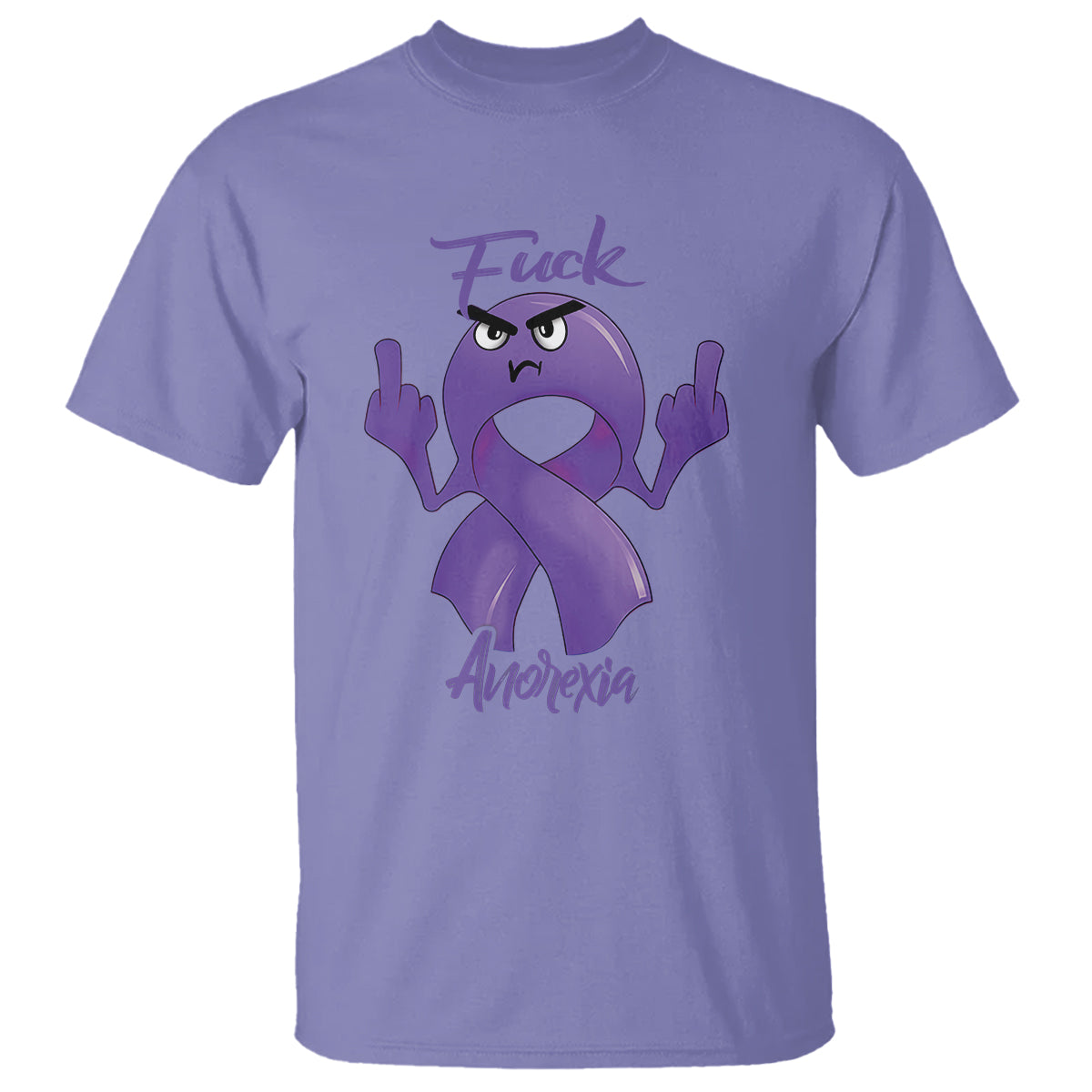 FxxK Anorexia Eating Disorder Purple Ribbon Mental Health Awareness T Shirt - Wonder Print Shop