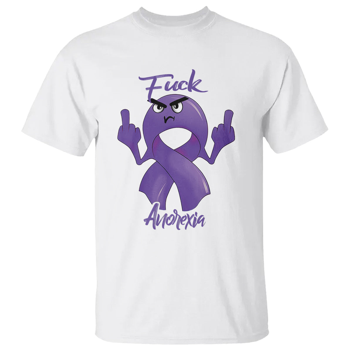 FxxK Anorexia Eating Disorder Purple Ribbon Mental Health Awareness T Shirt - Wonder Print Shop