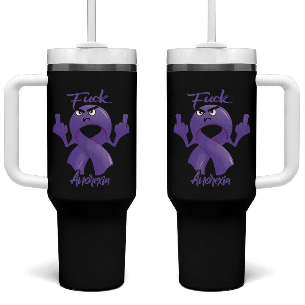 FxxK Anorexia Eating Disorder Purple Ribbon Mental Health Awareness Tumbler With Handle