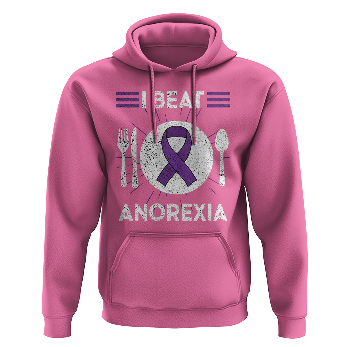 I Beat Anorexia Purple Ribbon Eating Disorder Hoodie - Wonder Print Shop