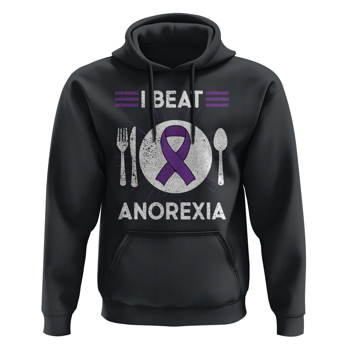 I Beat Anorexia Purple Ribbon Eating Disorder Hoodie - Wonder Print Shop