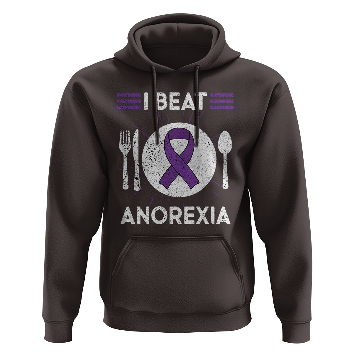 I Beat Anorexia Purple Ribbon Eating Disorder Hoodie - Wonder Print Shop