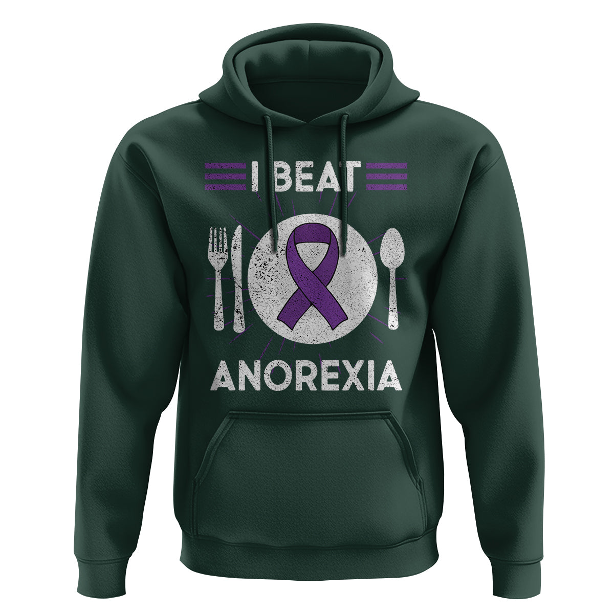 I Beat Anorexia Purple Ribbon Eating Disorder Hoodie - Wonder Print Shop