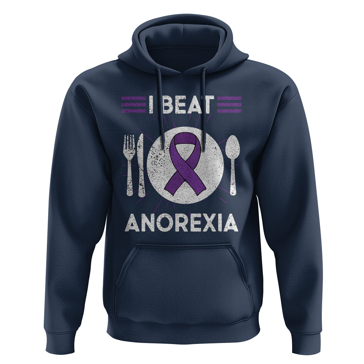 I Beat Anorexia Purple Ribbon Eating Disorder Hoodie - Wonder Print Shop