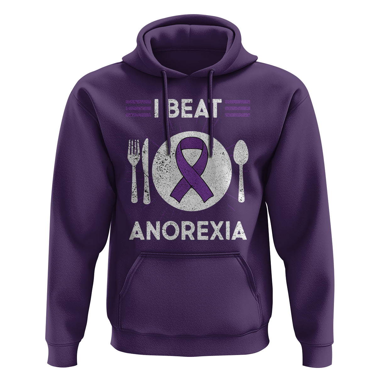 I Beat Anorexia Purple Ribbon Eating Disorder Hoodie - Wonder Print Shop