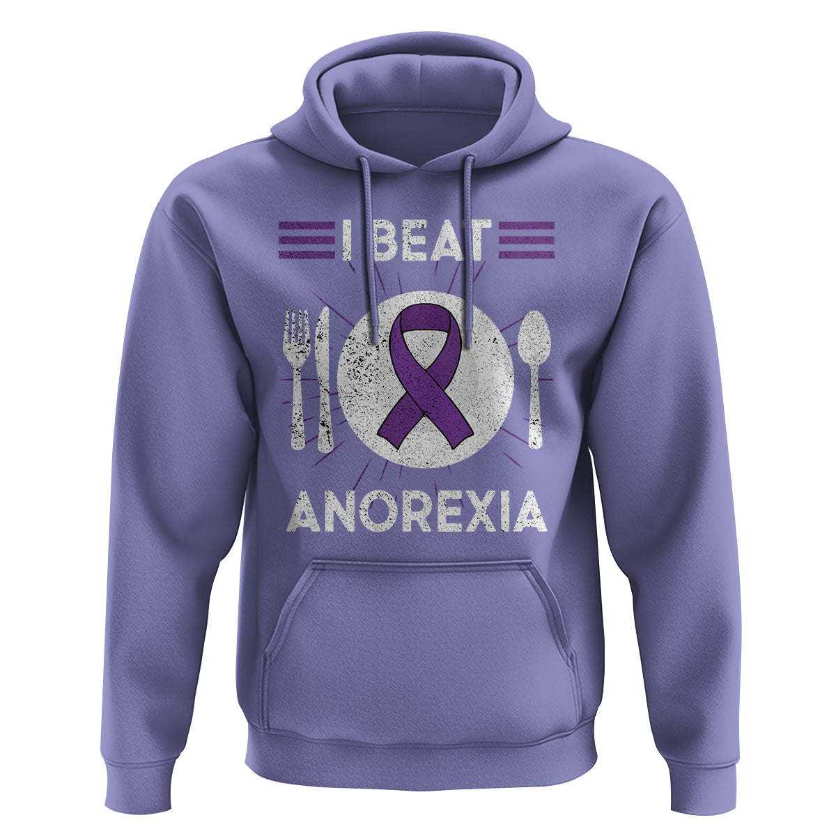 I Beat Anorexia Purple Ribbon Eating Disorder Hoodie - Wonder Print Shop