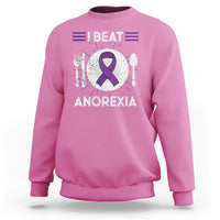 I Beat Anorexia Purple Ribbon Eating Disorder Sweatshirt - Wonder Print Shop