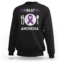 I Beat Anorexia Purple Ribbon Eating Disorder Sweatshirt - Wonder Print Shop