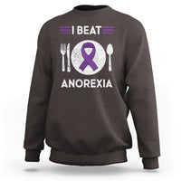 I Beat Anorexia Purple Ribbon Eating Disorder Sweatshirt - Wonder Print Shop