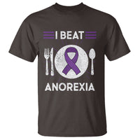 I Beat Anorexia Purple Ribbon Eating Disorder T Shirt - Wonder Print Shop