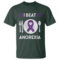 I Beat Anorexia Purple Ribbon Eating Disorder T Shirt - Wonder Print Shop