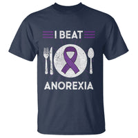 I Beat Anorexia Purple Ribbon Eating Disorder T Shirt - Wonder Print Shop