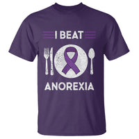 I Beat Anorexia Purple Ribbon Eating Disorder T Shirt - Wonder Print Shop