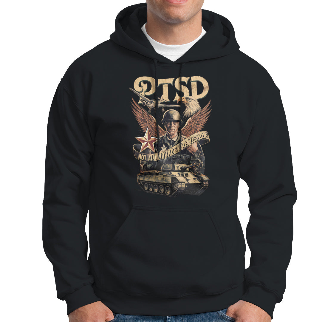 PTSD Awareness Hoodie Not All Wounds Are Visible Veteran Mental Health - Wonder Print Shop