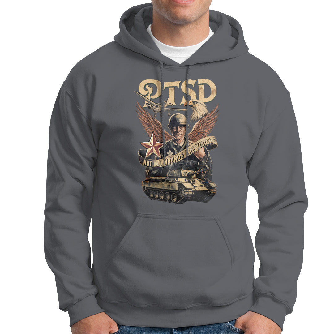 PTSD Awareness Hoodie Not All Wounds Are Visible Veteran Mental Health - Wonder Print Shop