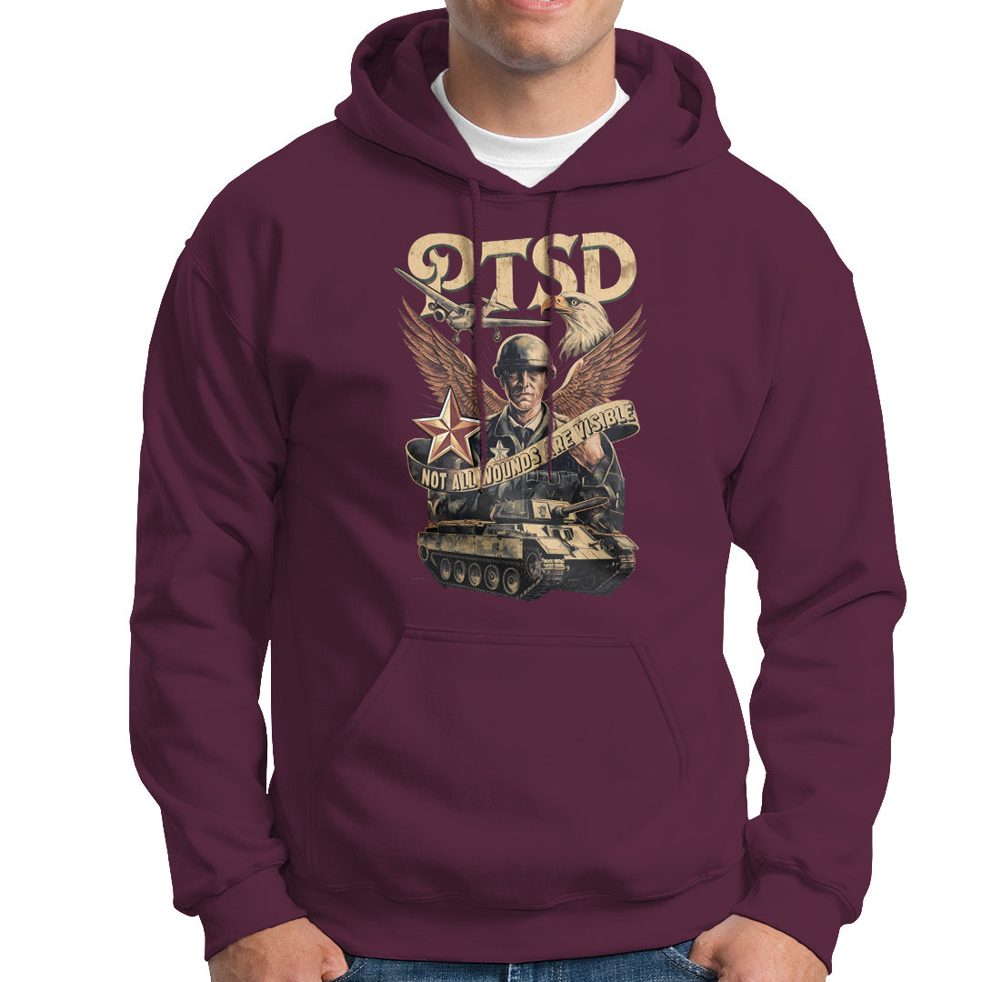 PTSD Awareness Hoodie Not All Wounds Are Visible Veteran Mental Health - Wonder Print Shop