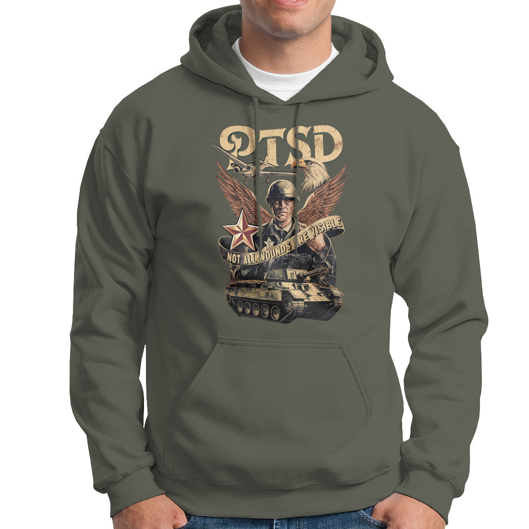 PTSD Awareness Hoodie Not All Wounds Are Visible Veteran Mental Health - Wonder Print Shop