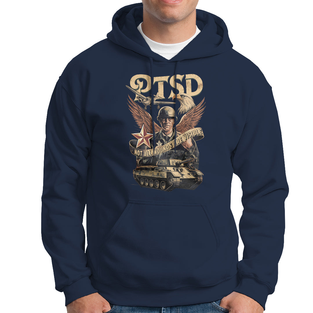PTSD Awareness Hoodie Not All Wounds Are Visible Veteran Mental Health - Wonder Print Shop