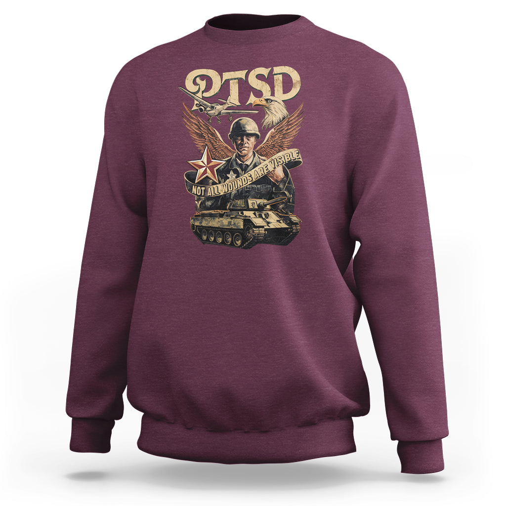 PTSD Awareness Sweatshirt Not All Wounds Are Visible Veteran Mental Health - Wonder Print Shop