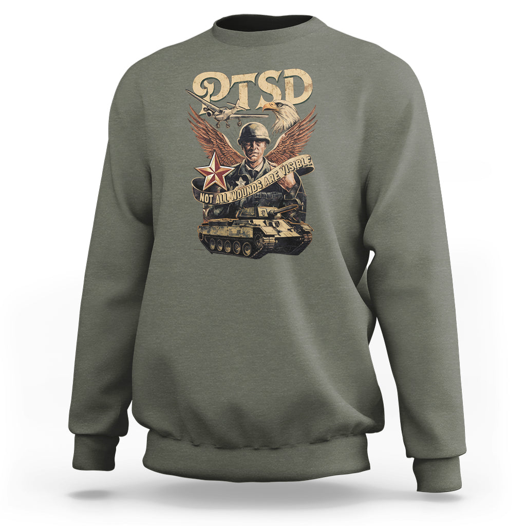 PTSD Awareness Sweatshirt Not All Wounds Are Visible Veteran Mental Health - Wonder Print Shop