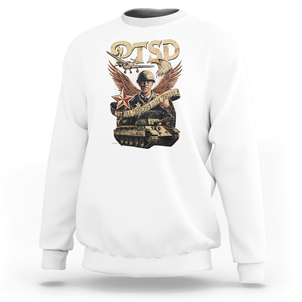 PTSD Awareness Sweatshirt Not All Wounds Are Visible Veteran Mental Health - Wonder Print Shop
