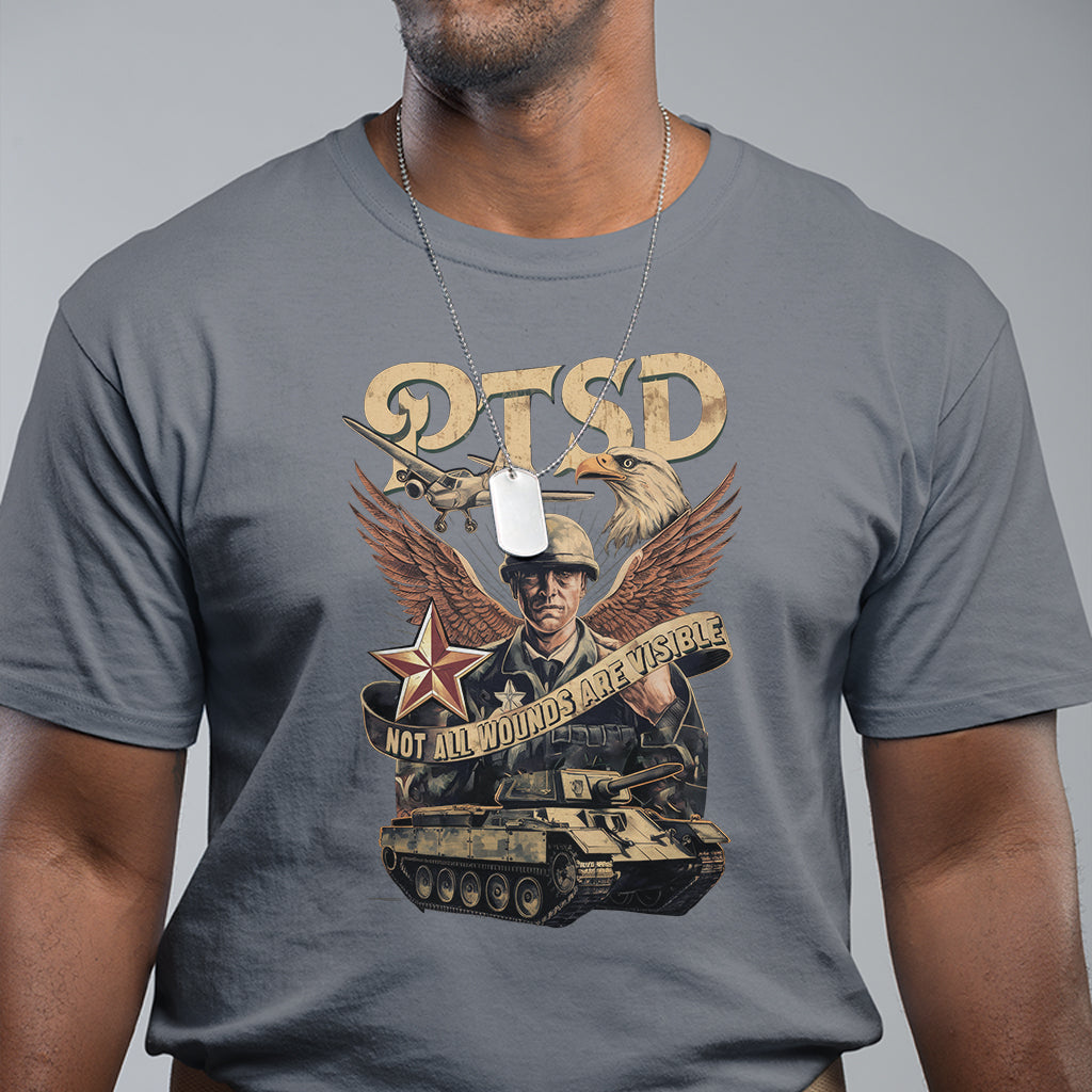 PTSD Awareness T Shirt Not All Wounds Are Visible Veteran Mental Health - Wonder Print Shop