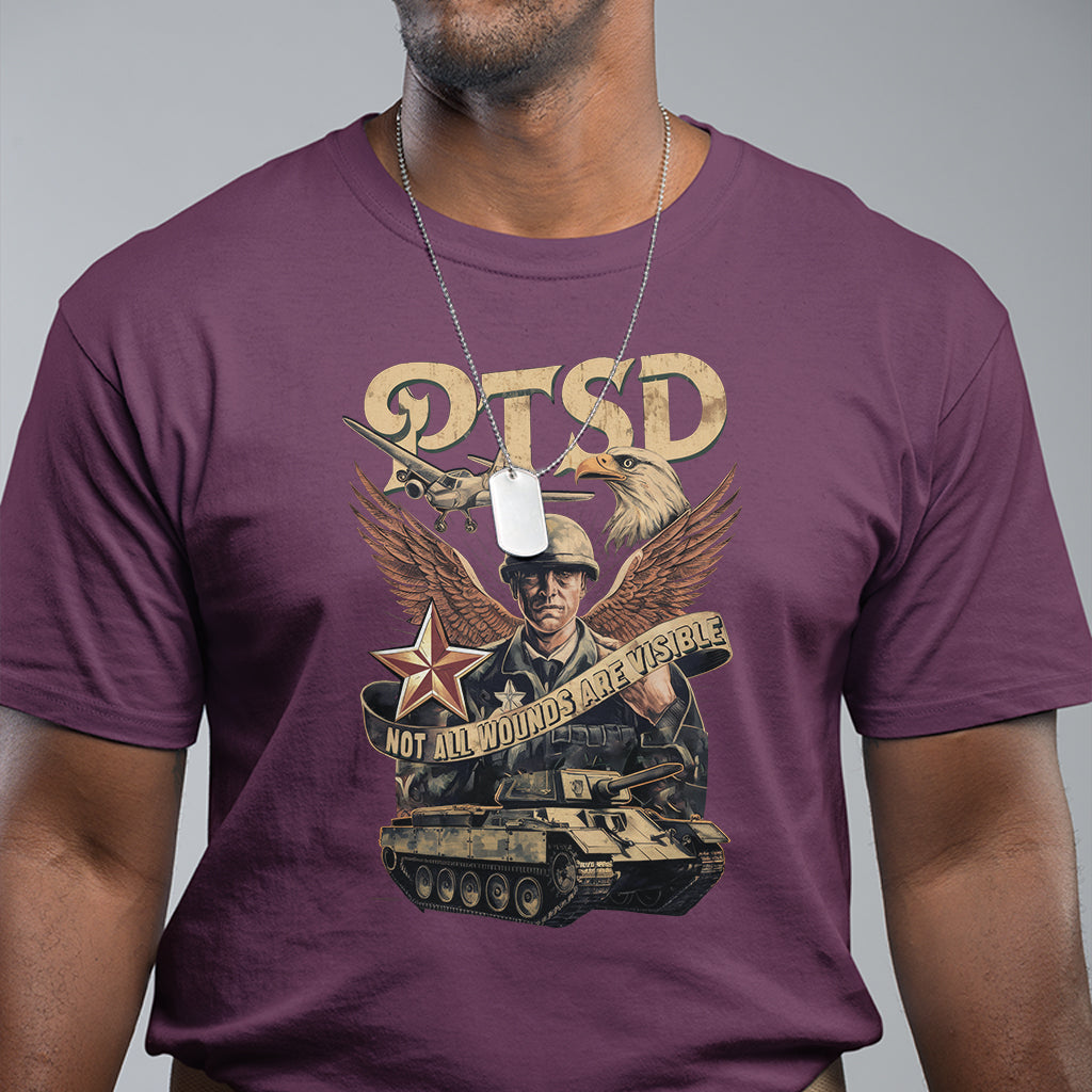PTSD Awareness T Shirt Not All Wounds Are Visible Veteran Mental Health - Wonder Print Shop