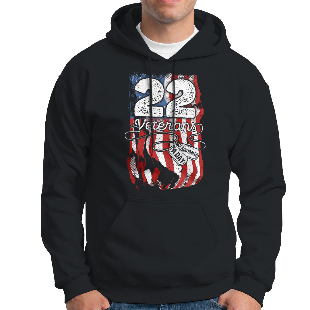 PTSD Hoodie 22 Veterans A Day Veteran Suicide Awareness - Wonder Print Shop