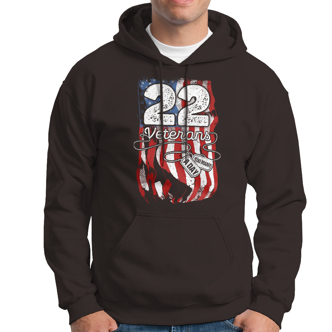 PTSD Hoodie 22 Veterans A Day Veteran Suicide Awareness - Wonder Print Shop