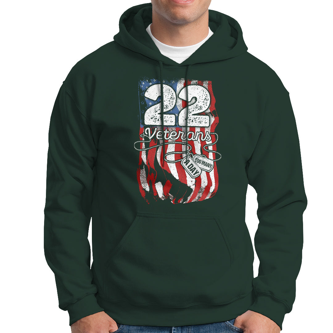 PTSD Hoodie 22 Veterans A Day Veteran Suicide Awareness - Wonder Print Shop