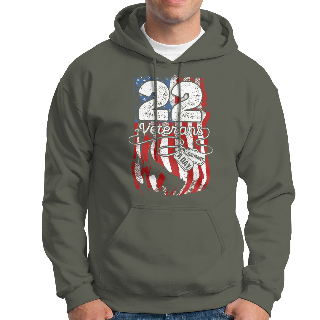 PTSD Hoodie 22 Veterans A Day Veteran Suicide Awareness - Wonder Print Shop