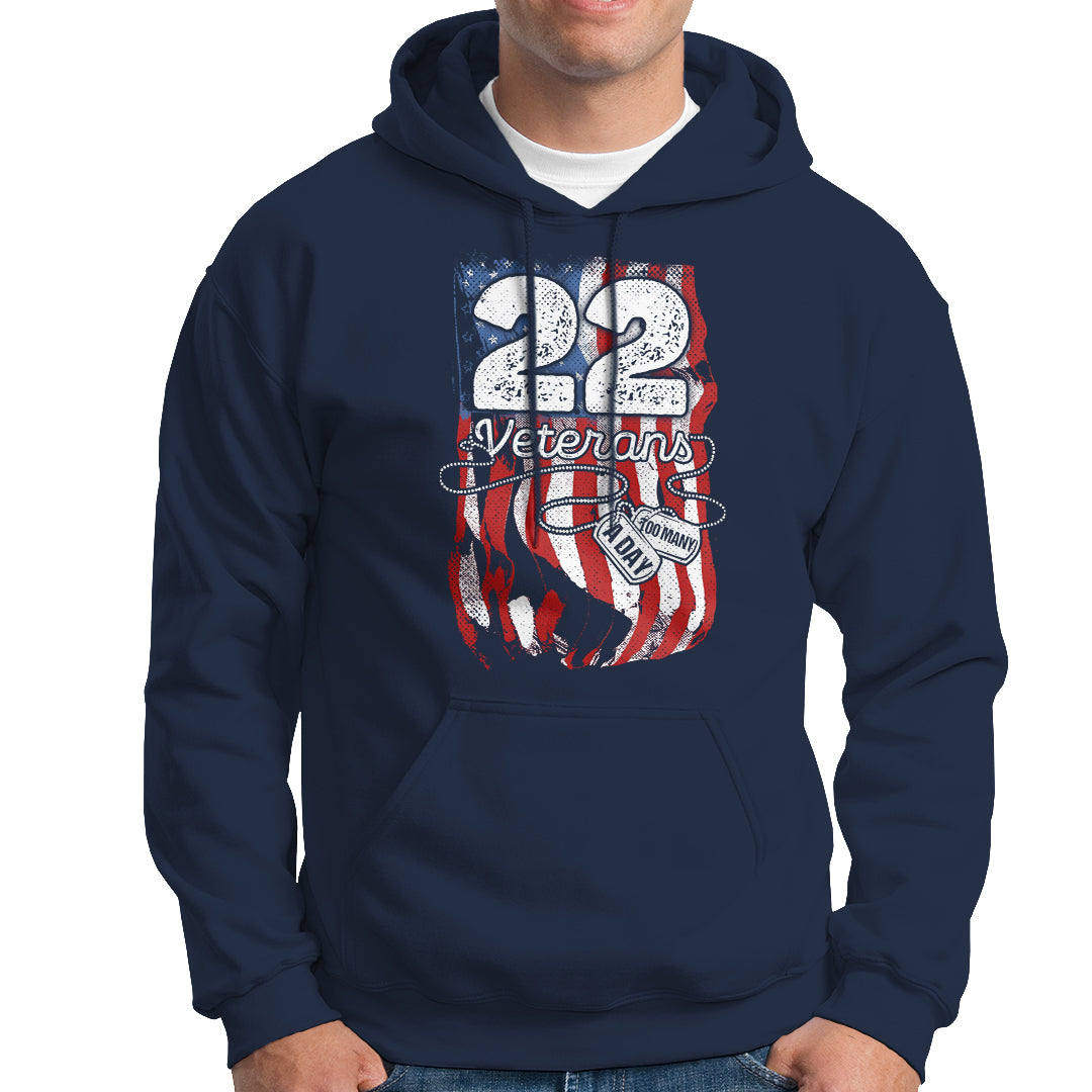 PTSD Hoodie 22 Veterans A Day Veteran Suicide Awareness - Wonder Print Shop