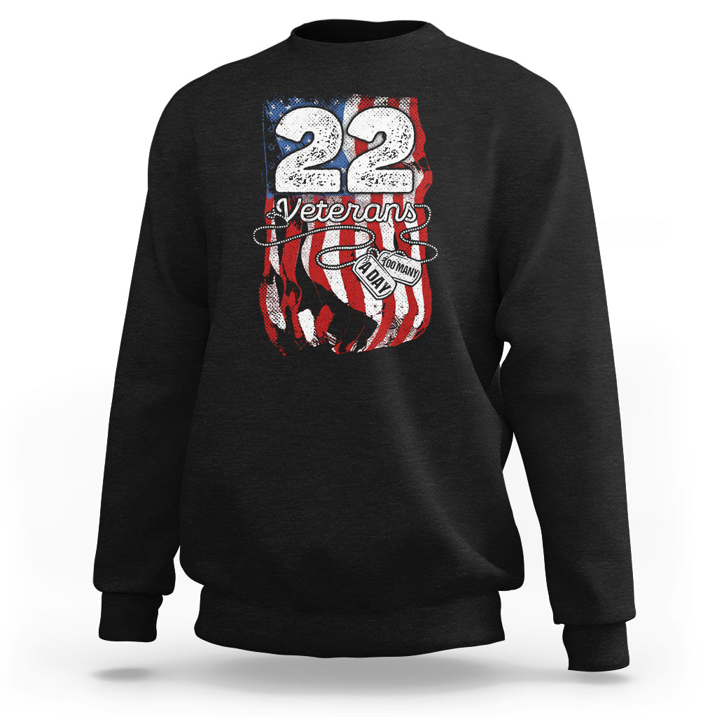 PTSD Sweatshirt 22 Veterans A Day Veteran Suicide Awareness - Wonder Print Shop