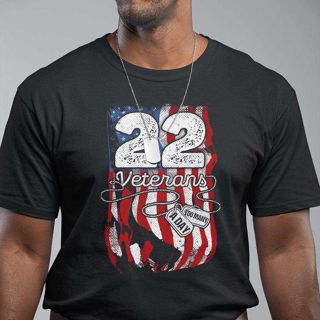 PTSD T Shirt 22 Veterans A Day Veteran Suicide Awareness - Wonder Print Shop