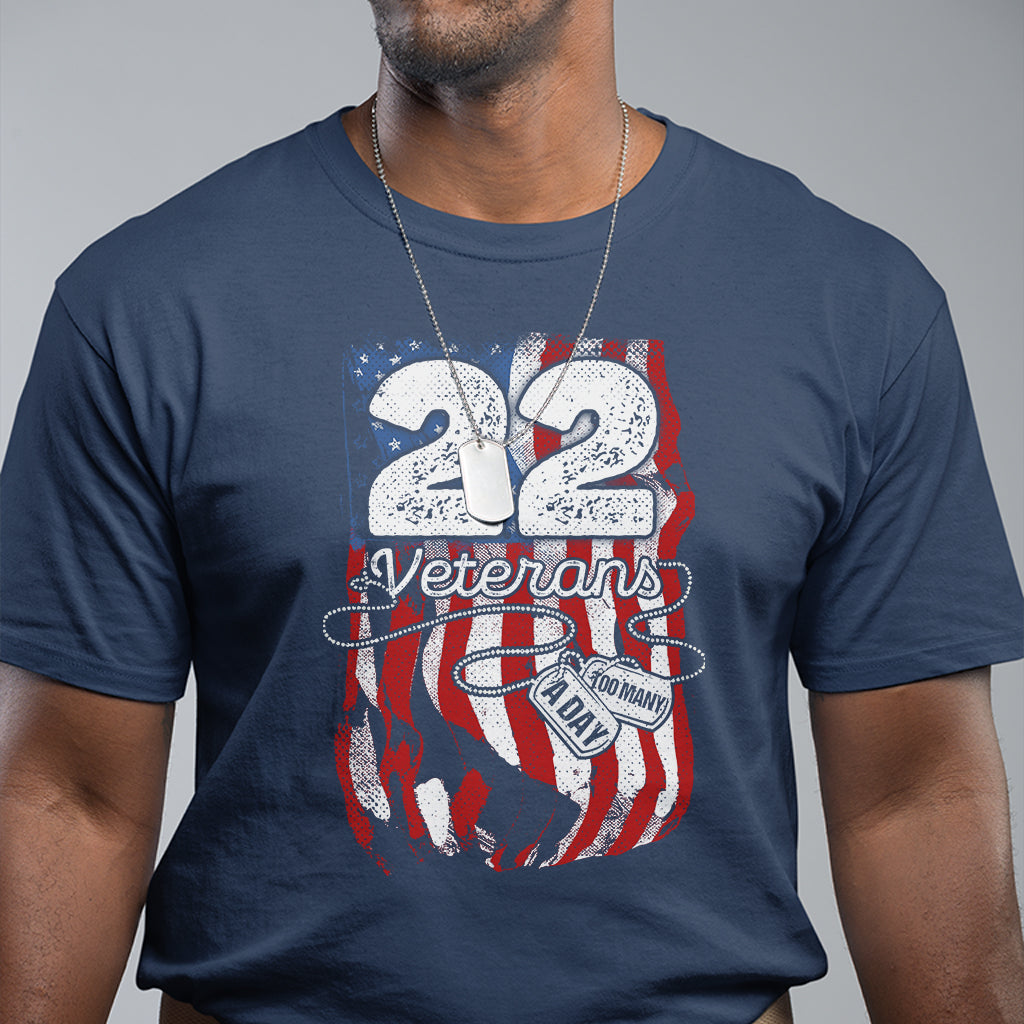 PTSD T Shirt 22 Veterans A Day Veteran Suicide Awareness - Wonder Print Shop